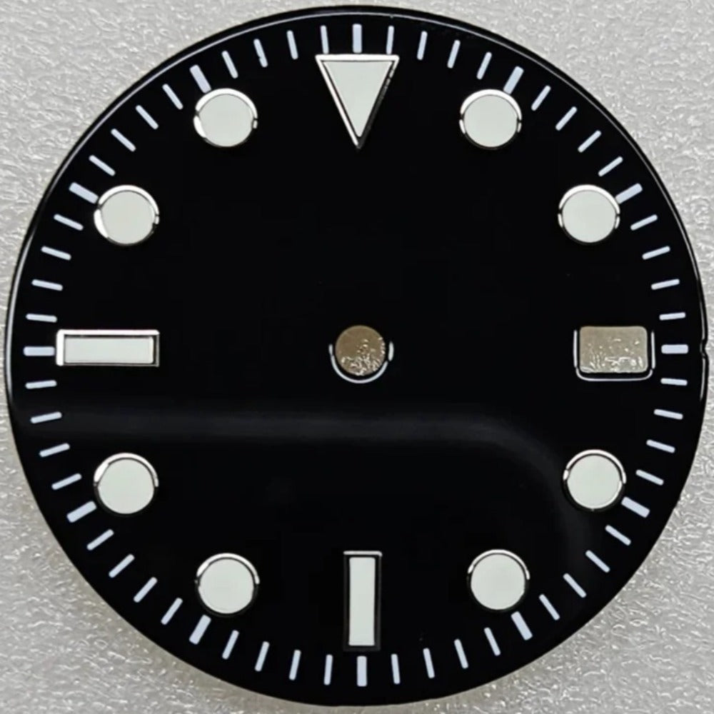 Black 29mm Enamel Vintage Green Lume Watch Dial for NH35 Mechanical Automatic