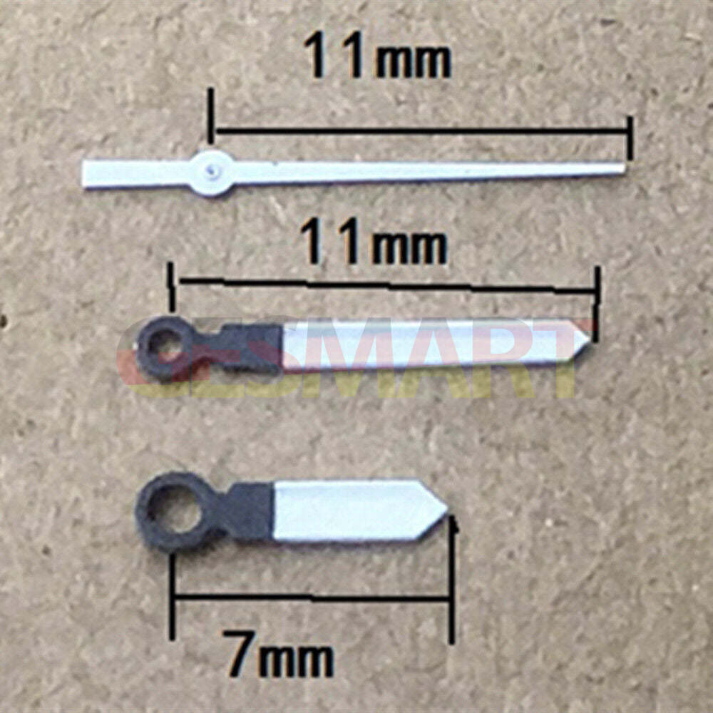 Aiguilles de montre lumineuses noires et blanches vertes de 11 mm pour mouvement à quartz Epson TMI VJ12