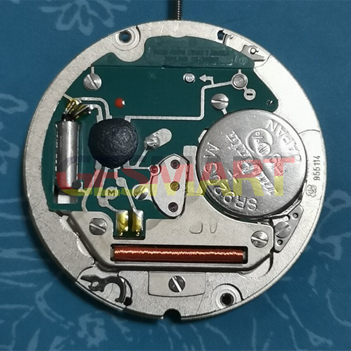 ETA955.114 Swiss Made quartz watch repair part displaying single calendar at 3 o'clock position.