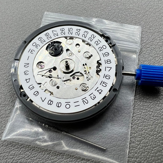 Seiko NH35 automatic watch movement displaying special font details with high accuracy craftsmanship.