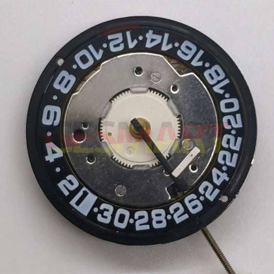 Swiss Made ISA8176A quartz watch movement with black dial, perfect for precise timekeeping and repair.
