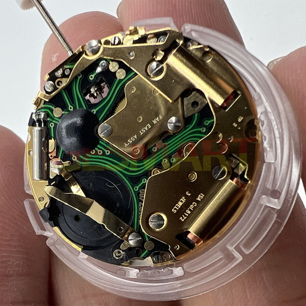 Uhrmacher ISA 8172 Goldenes Quarzwerk mit Datum bei 6 mit Uhrenschaft