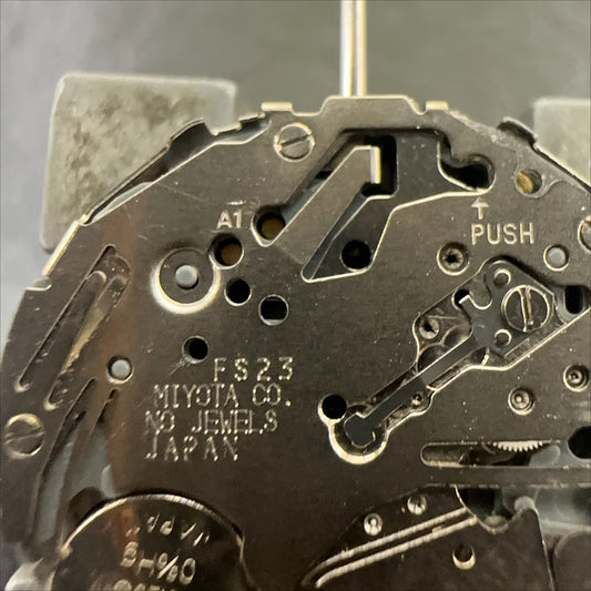 Japan Made Miyota FS23 quartz watch part with white dial, multifunctional for precise timekeeping by Miyota.