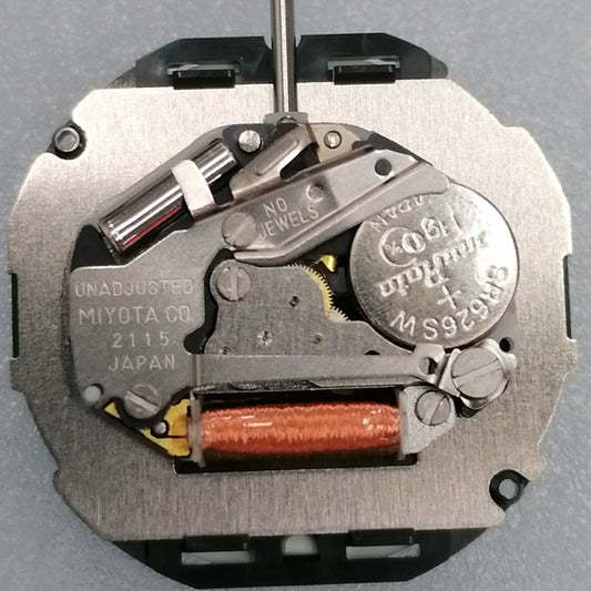 Miyota 2115 quartz watch movement for men's single calendar, precise and durable watch part.