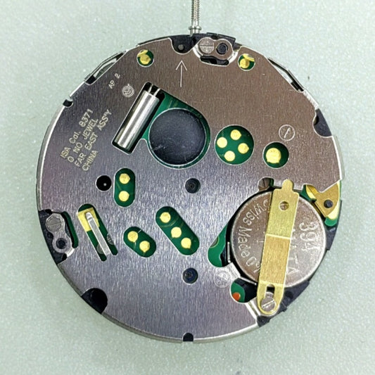 Swiss Made ISA8371 watch movement with black disk date at 6 and small seconds at 3 and 9 positions
