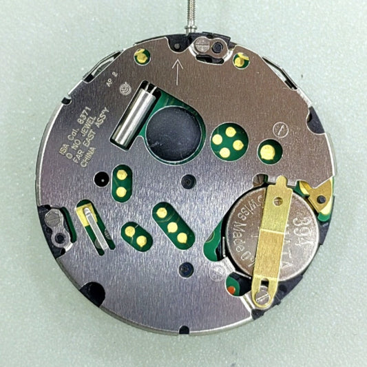 Swiss Made ISA8371 8371B Quartz Movement Black Disk Date At 6 Small Second At 3/9