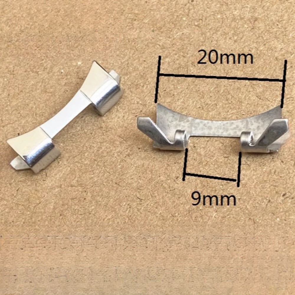 20X9mm Silver S/S Curved End Links Spring Bars Bracelet Watch Band Strap#1129