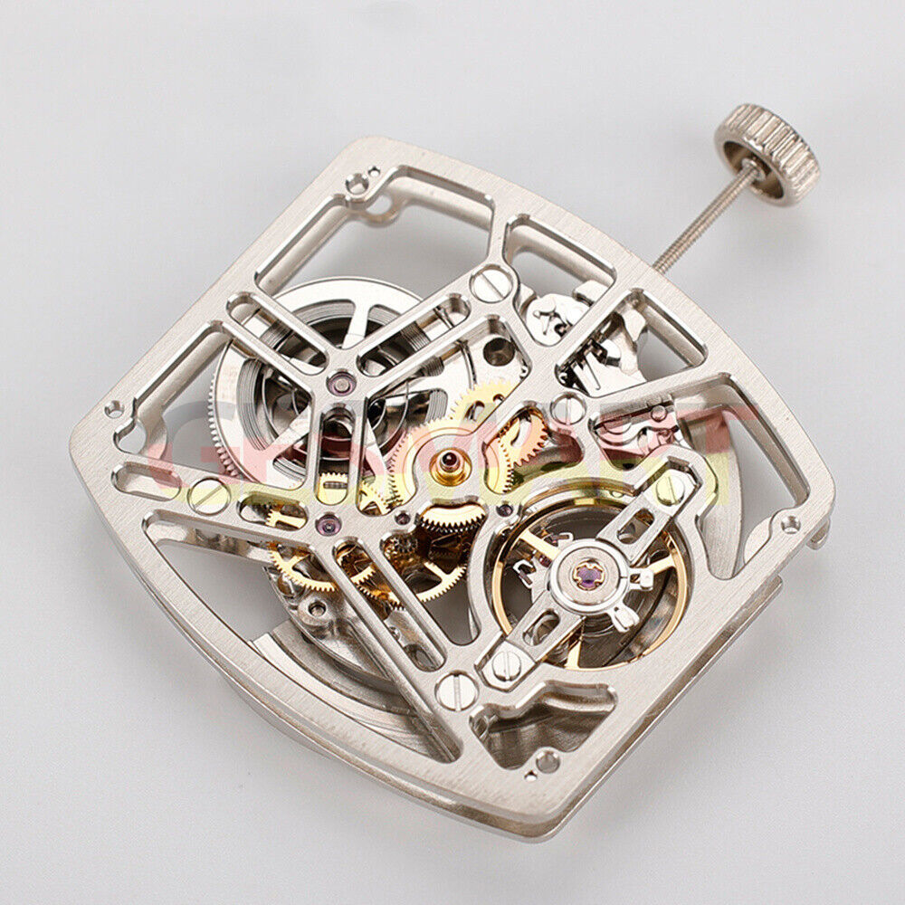 Asiatisches HZ1C01A Silber/Gold/Schwarzes tonnenförmiges automatisches mechanisches Uhrwerk