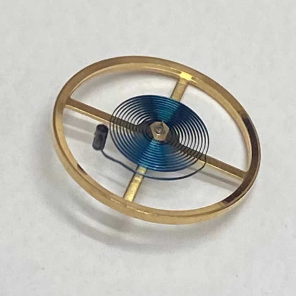 Complete balance wheel with blue hairspring for China Made 3186 3135 watch movement.