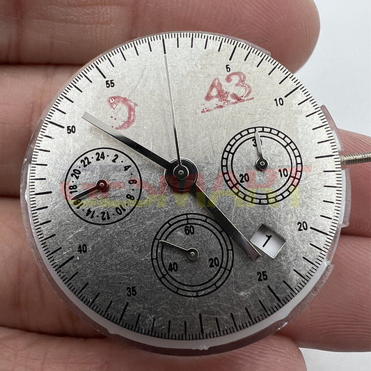 Asian 7750 automatic chronograph watch movement with ETA 7753 small second at 6 o?clock, precision timekeeping component.