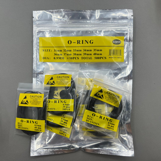 0.9mm thick rubber silicone watch gasket O-ring, assorted sizes 31-40mm for secure back case sealing