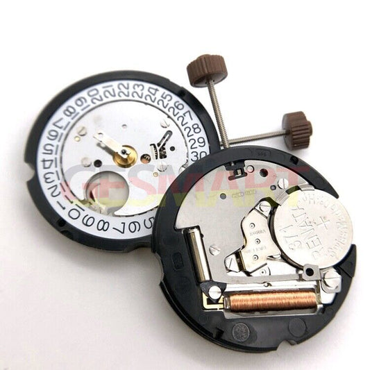 Ronda 505 quartz watch movement displaying date at 3 o'clock, precise timekeeping by Ronda