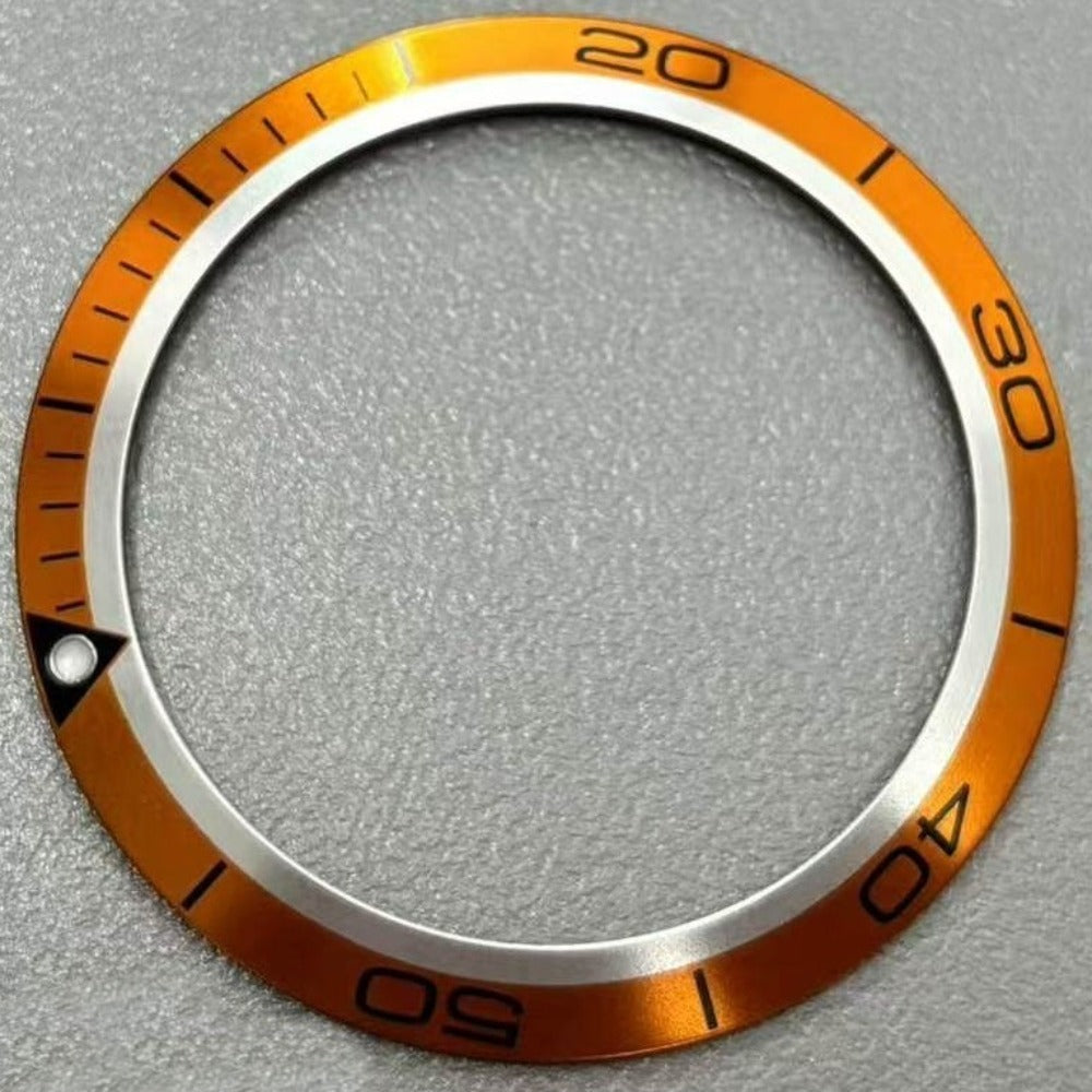 Orange 41mm aluminium alloy watch bezel insert for Omega Seamaster 600, durable replacement part.