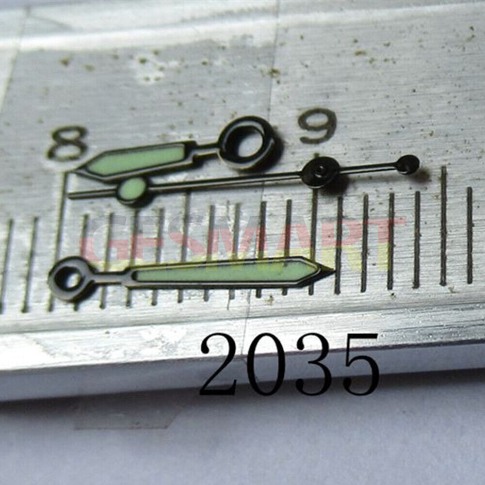 Polished black trim green luminous watch hand for Miyota 2035 with precise time visibility, brand-quality accessory.