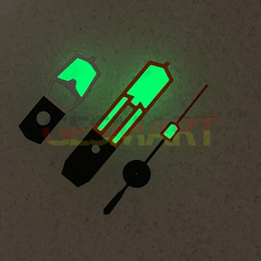 Color block orange and white trim watch dial with green luminous hands for NH35/NH36/4R/7S.