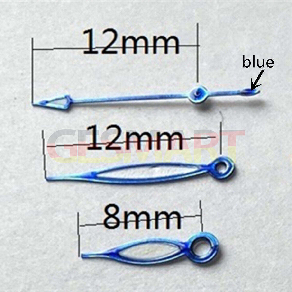 Aiguilles de montre ovales creuses bleues de 12 mm pour Miyota 2315 2035 2036 2115 2305 2005