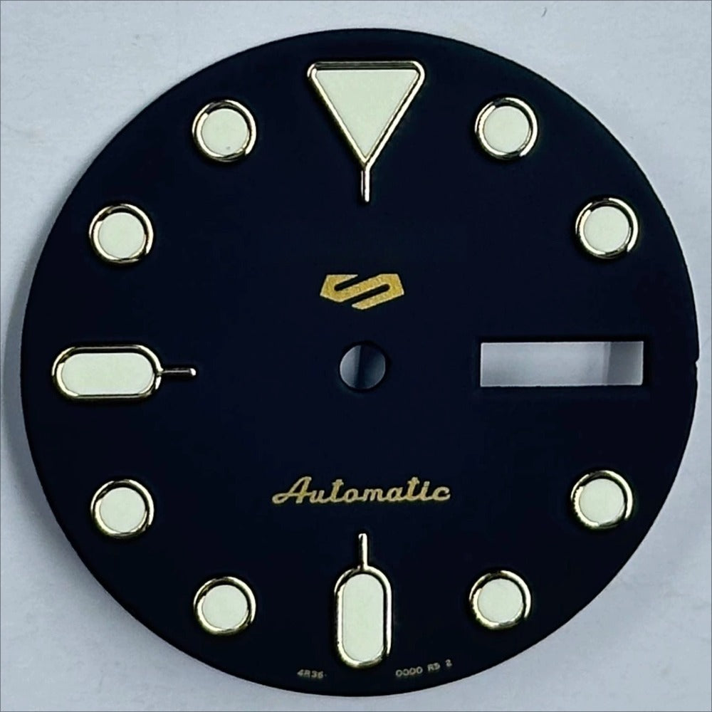 Black+Golden Trim Nail Datejust Green Lume Watch Dial for NH35 NH36 Movement