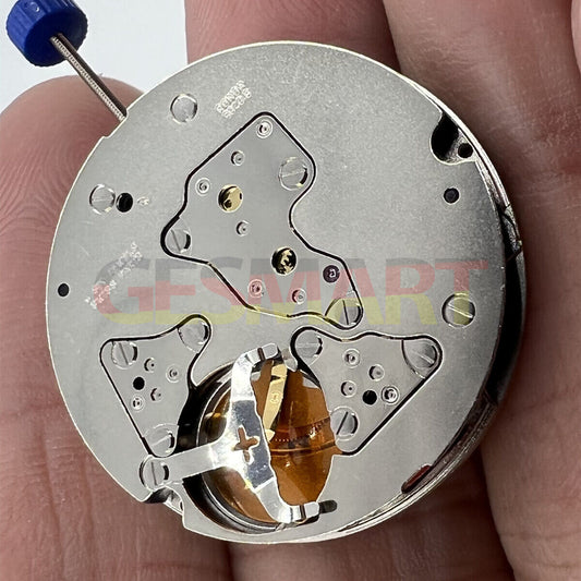 Ronda 5040B Swiss quartz watch movement with black date wheel, precision timekeeping for watch repairs.