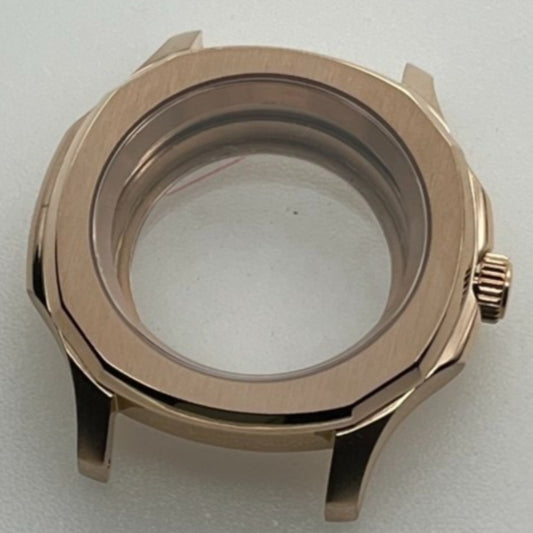Rose Gold 42mm Polished Watch Case with Sapphire Glass, compatible with NH35 NH36 SKX SRPD