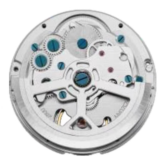 China Made 2800 Silver watch with automatic mechanical movement, 3 hands, bare balance at 6, sleek design