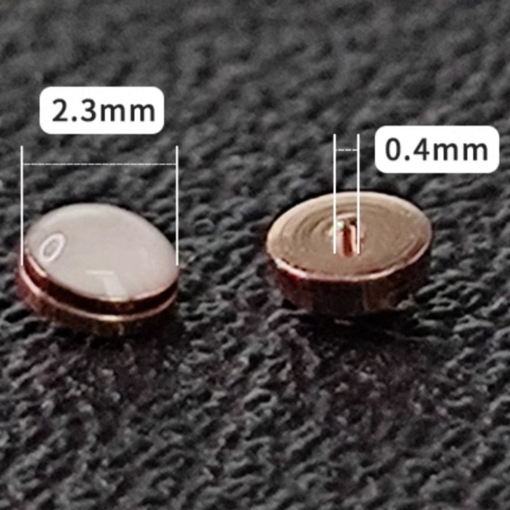 Set of 4 rose gold base green lume pips, 2.3x0.4mm, for RLX Submariner bezel upgrades.