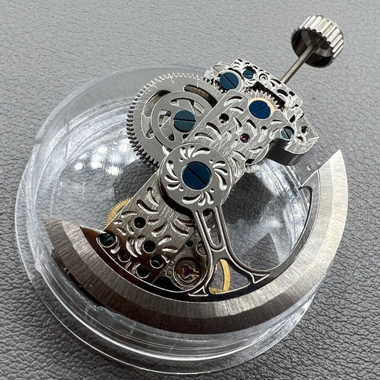 LG0801BS silver long pendulum watch wheel showcasing automatic mechanical movement and sleek design.