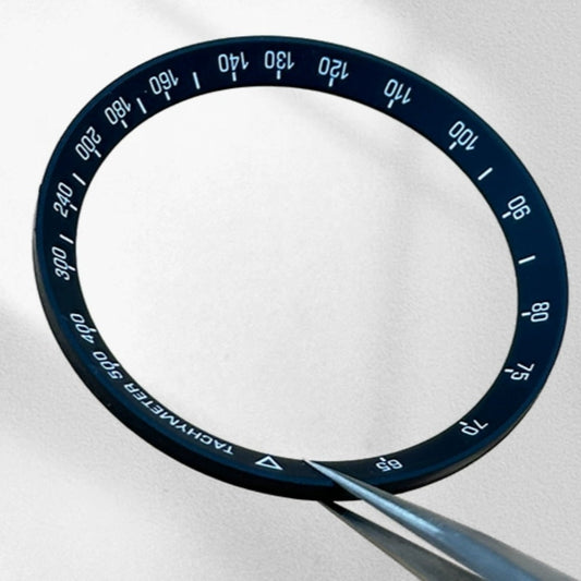 Black plastic modified chapter ring for watch repair, 33.5x40.05mm, durable replacement part.