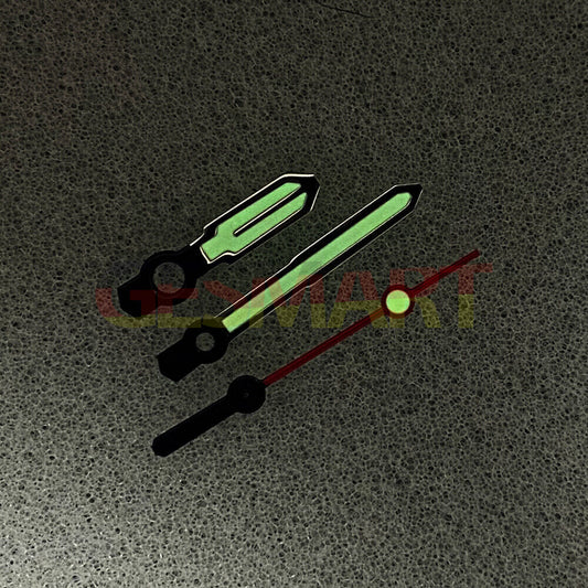 Black trim color block green luminous watch hands compatible with NH35/NH36/4R/7S movements, precision design.