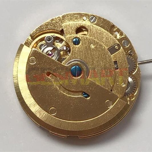 Seagull ST6 watch with golden double calendar and moon phase, T16 automatic mechanical movement.