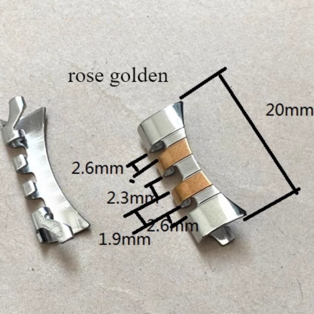 2.6x2.3x20mm Silver+Rose Golden Curved End Links Spring Bars Bracelet Watch Band Strap#366