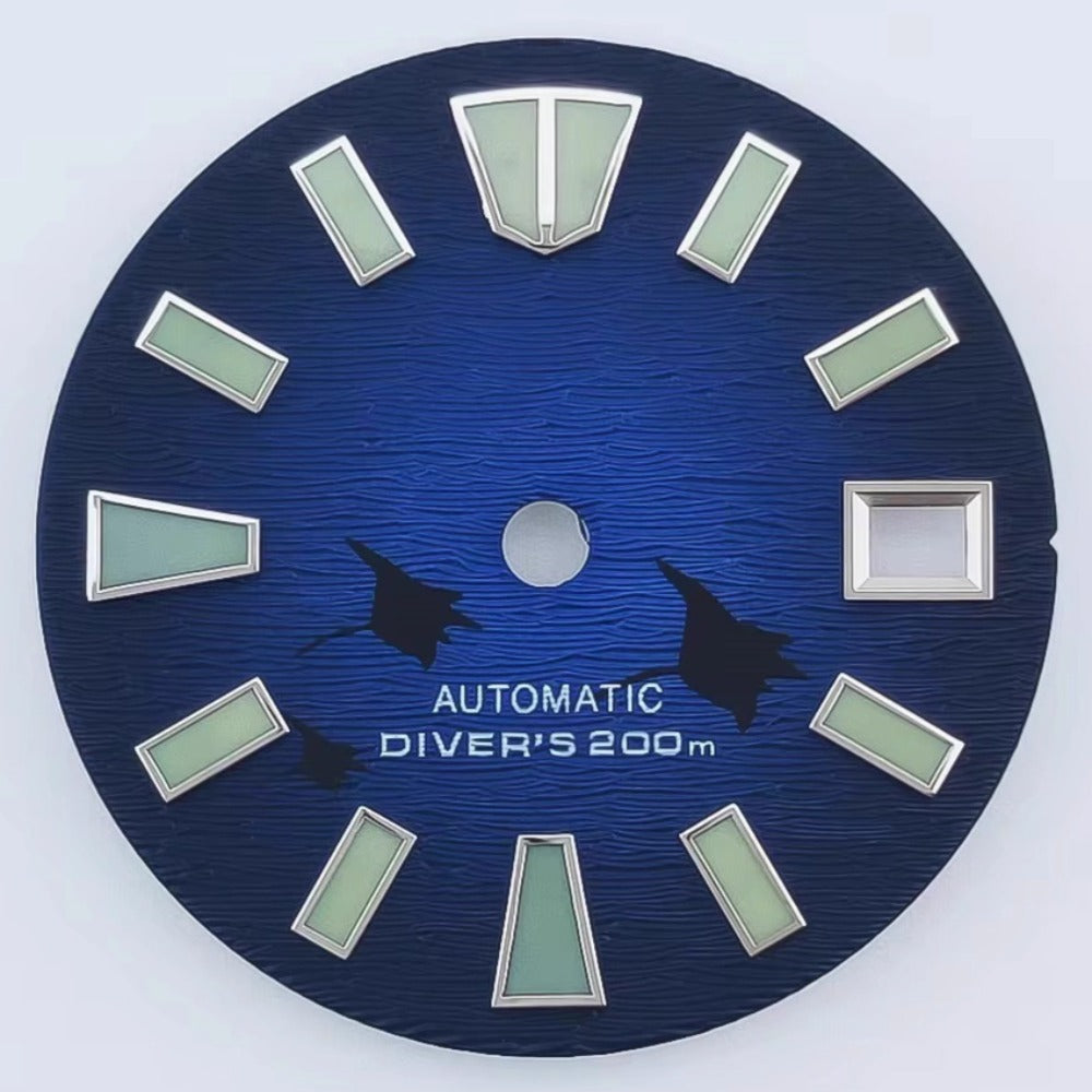 29mm Green Lume Blue Watch Dial Fit For NH35 NH36 Movement No Logo