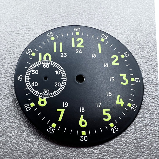 Green Lume No Logo Classic Black+Green 38.5mm Watch Dial For Eta 6497 St 3600