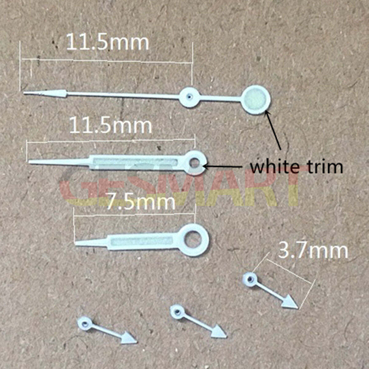 11,5 mm spitze Uhrzeiger mit weißem Rand und grüner Leuchtmasse für Miyota OS10 OS20 OS60 OS80
