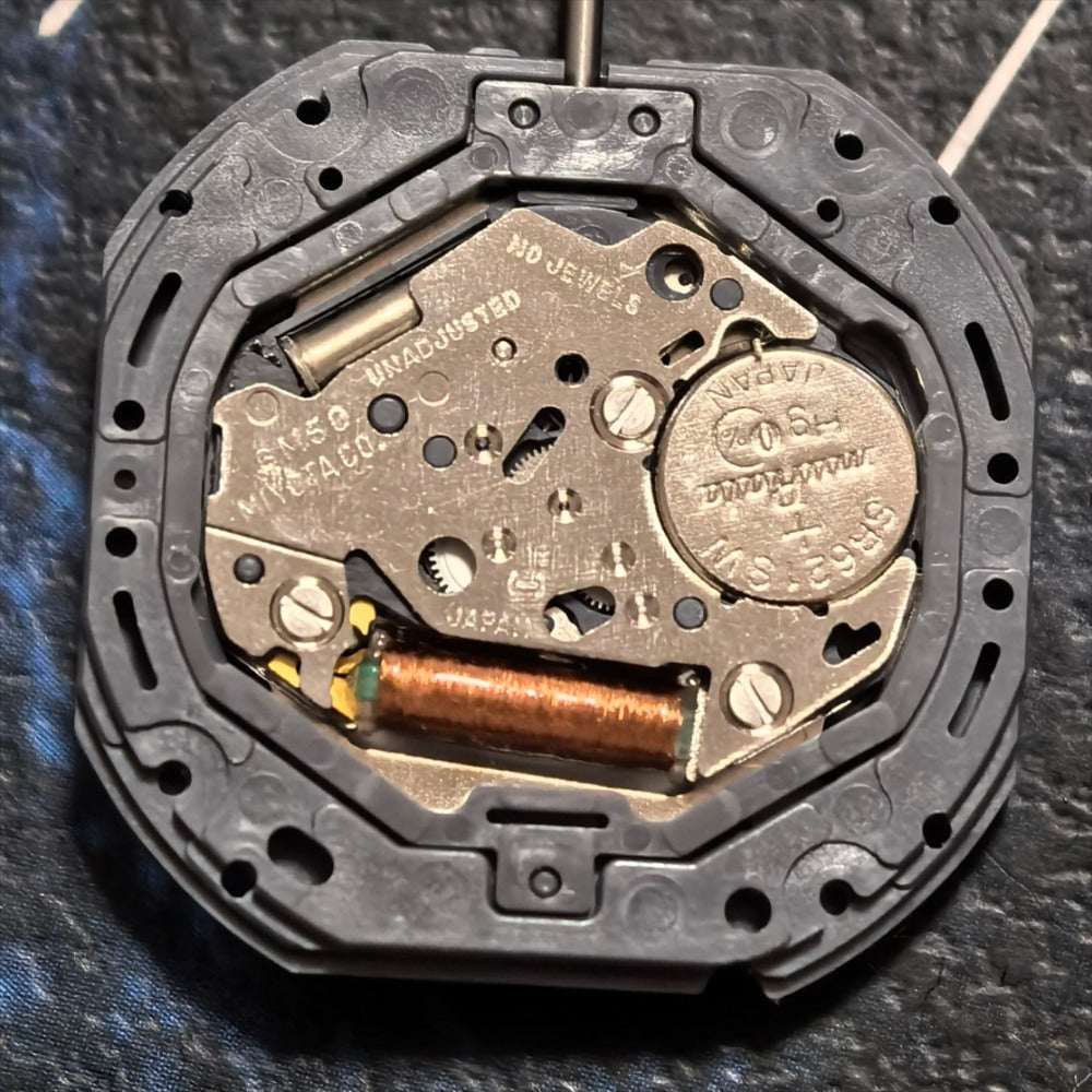 Japan Made Miyota 6M50 quartz watch part with 3 hands, precision movement for accurate timekeeping.