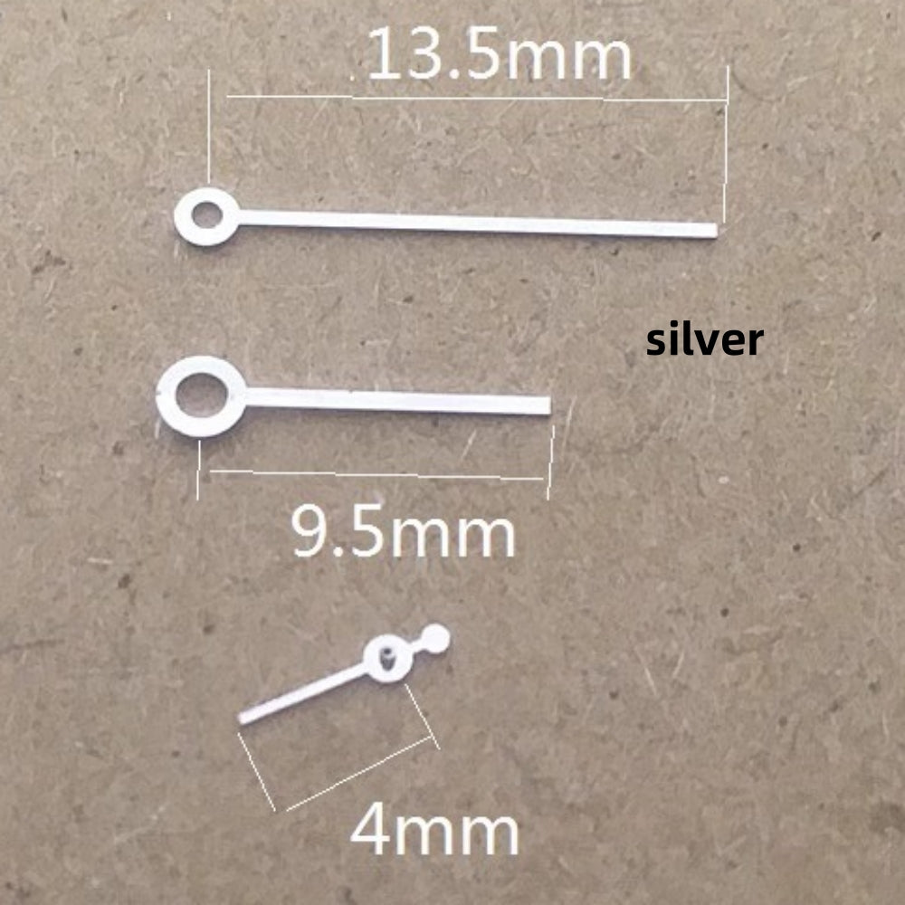 Silver 3 Hands watch hands, 13.5mm, for Seagull ST6 automatic mechanical movement.