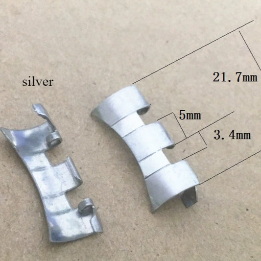 Silver stainless steel curved end link spring bars for watch bands, precision fit for secure bracelet attachment.