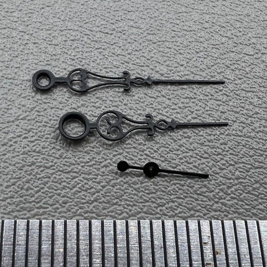 Black floral watch hands designed for Seagull ST3600/ST3621 and ETA6497/6498 movements, precise fit and style.