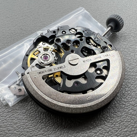 Genuine Miyota 8N24 black hollow automatic mechanical watch movement by Citizen for precise timekeeping