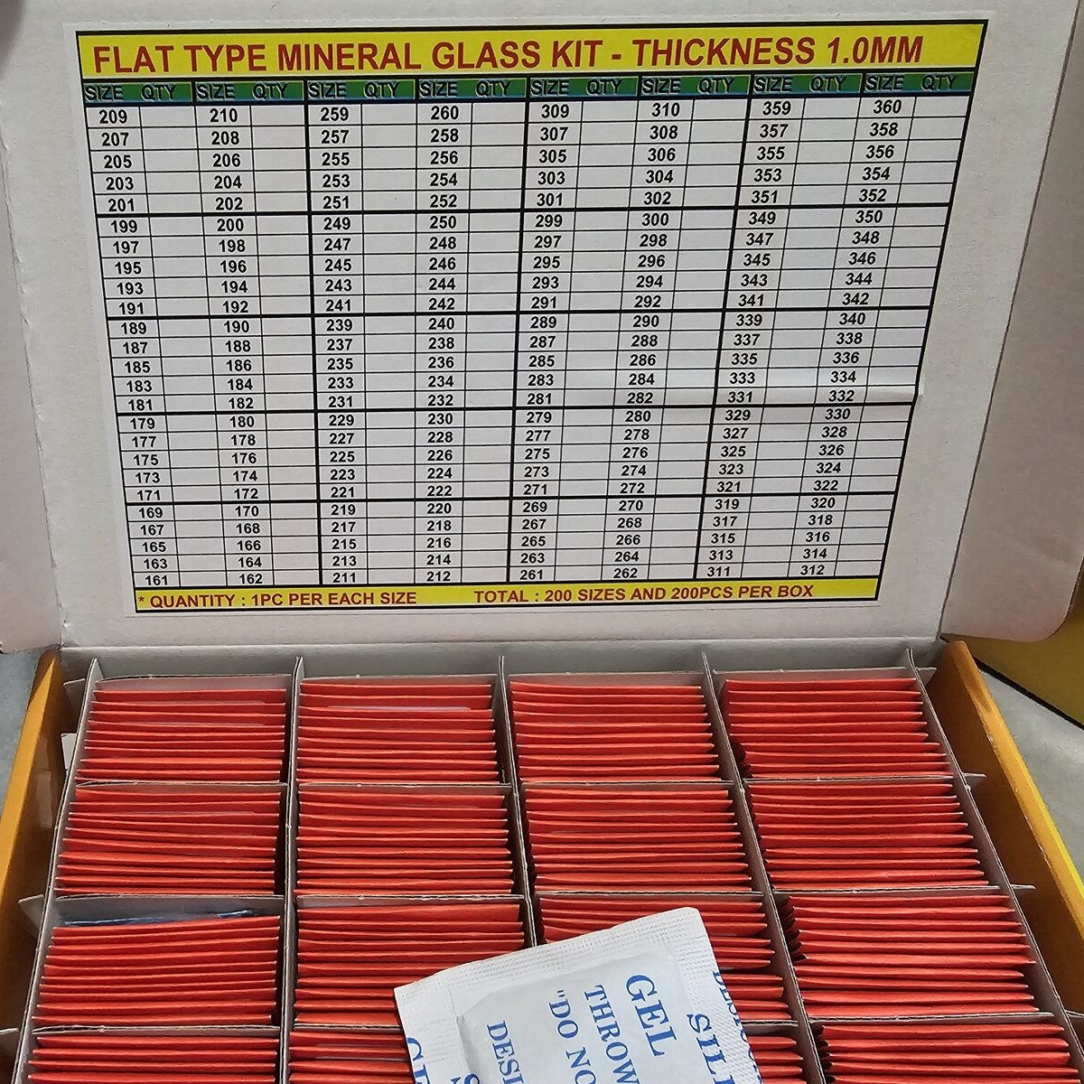 Lot de 200 verres de montre ronds plats de 1,0 mm d'épaisseur, 16,1 à 36 mm, en cristal minéral de remplacement