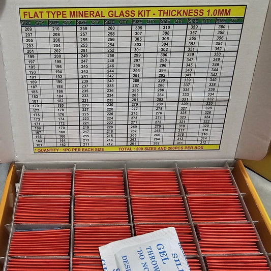 200pcs 1.0mm thick flat mineral watch glass, round 16.1-36mm, durable replacements