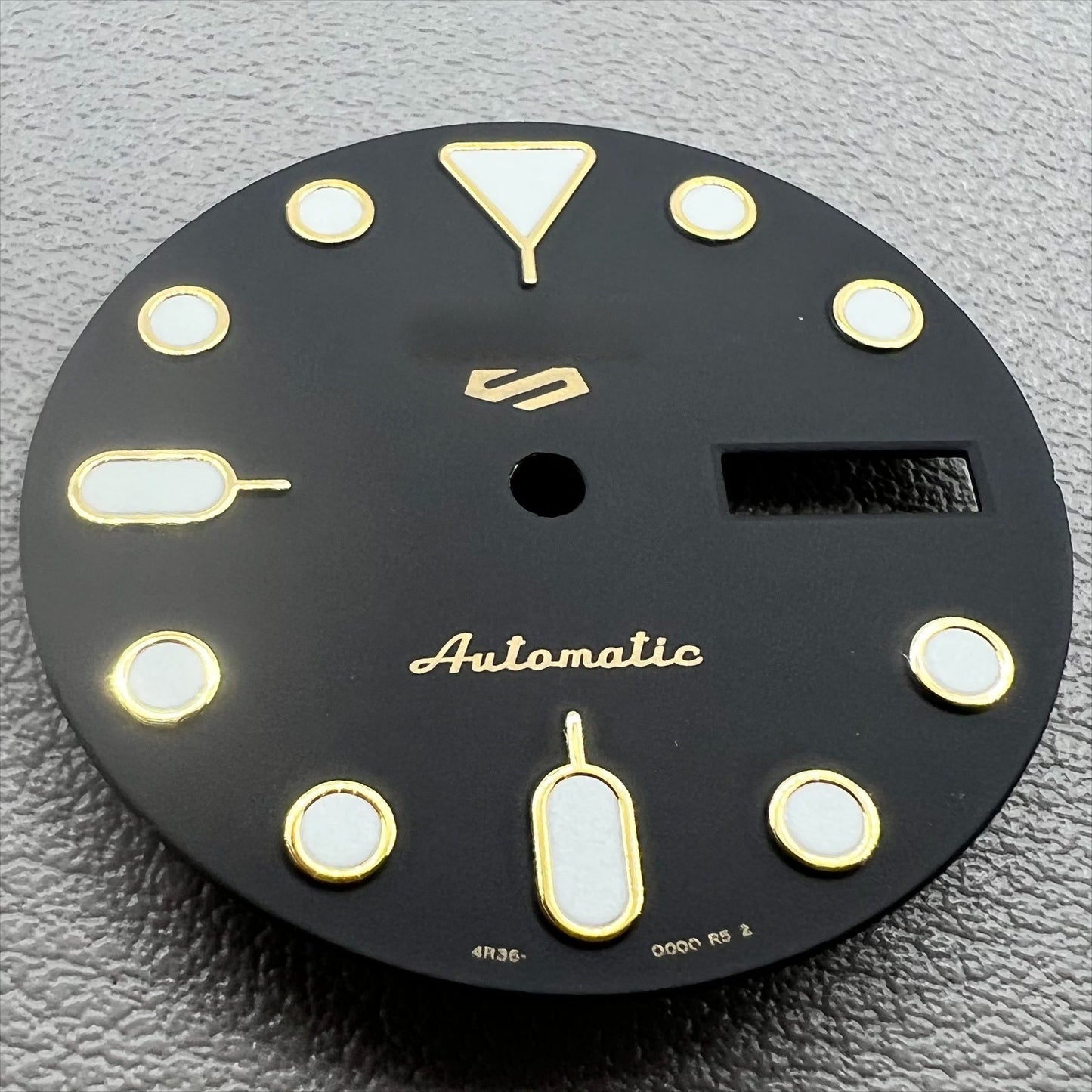 Green lume datejust watch dial with black and golden trim, compatible with NH35 NH36 movement.