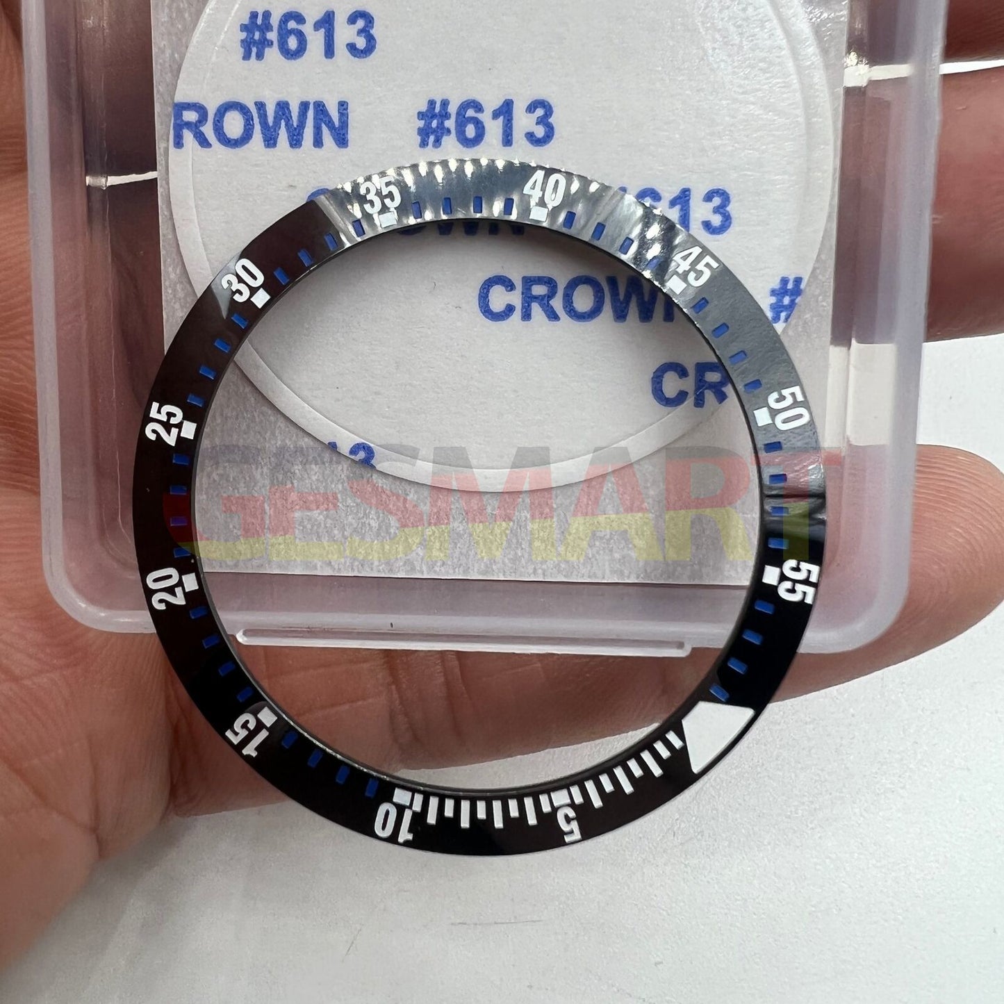 38 mm/30,5 mm schwarze Lünette, blaue Graduierung, Keramik-Uhrenlünette, Uhrenteile