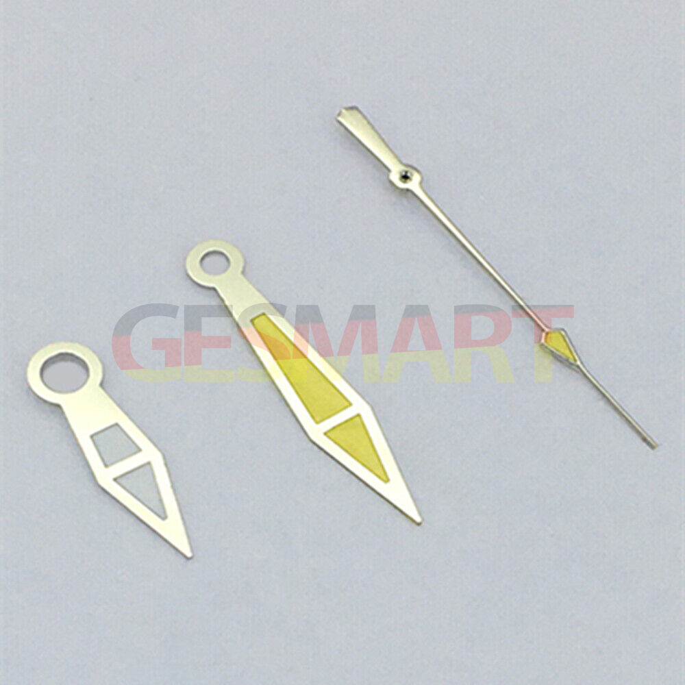 Aiguilles de montre 3 aiguilles avec garniture argentée et luminescente jaune pour mouvements asiatiques 8215/2813/8205