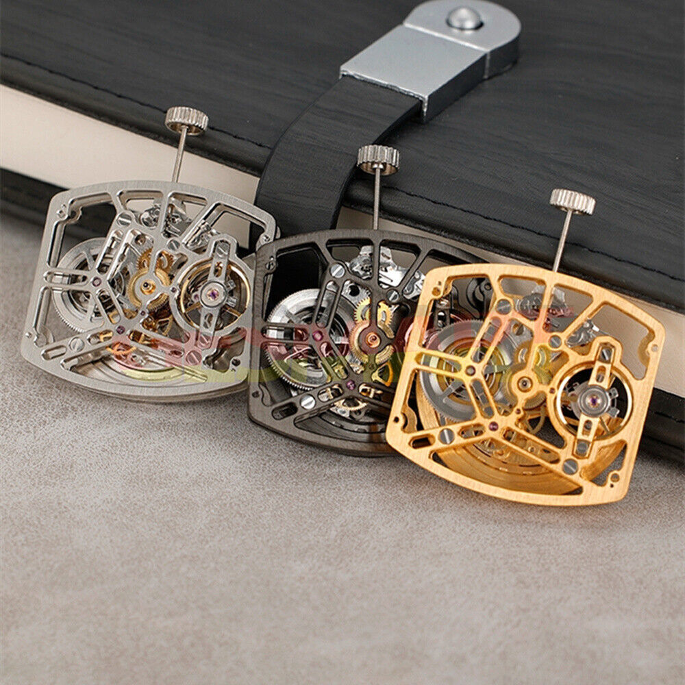 Asiatisches HZ1C01A Silber/Gold/Schwarzes tonnenförmiges automatisches mechanisches Uhrwerk