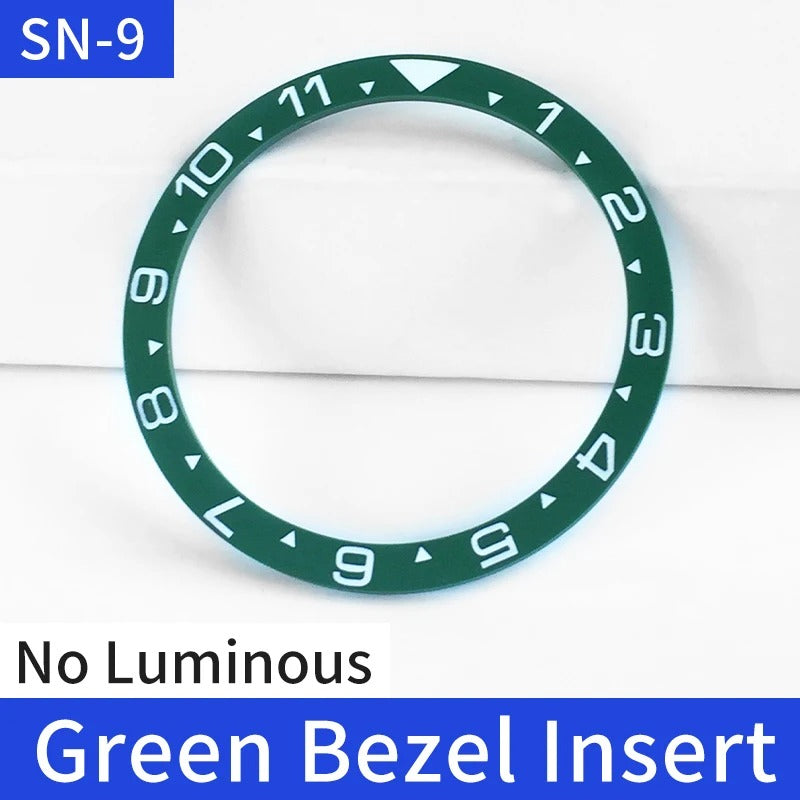 White Font 38mm No Lume Green Flat Ceramic Watch Bezel For Skx009 Skx007 Skx011