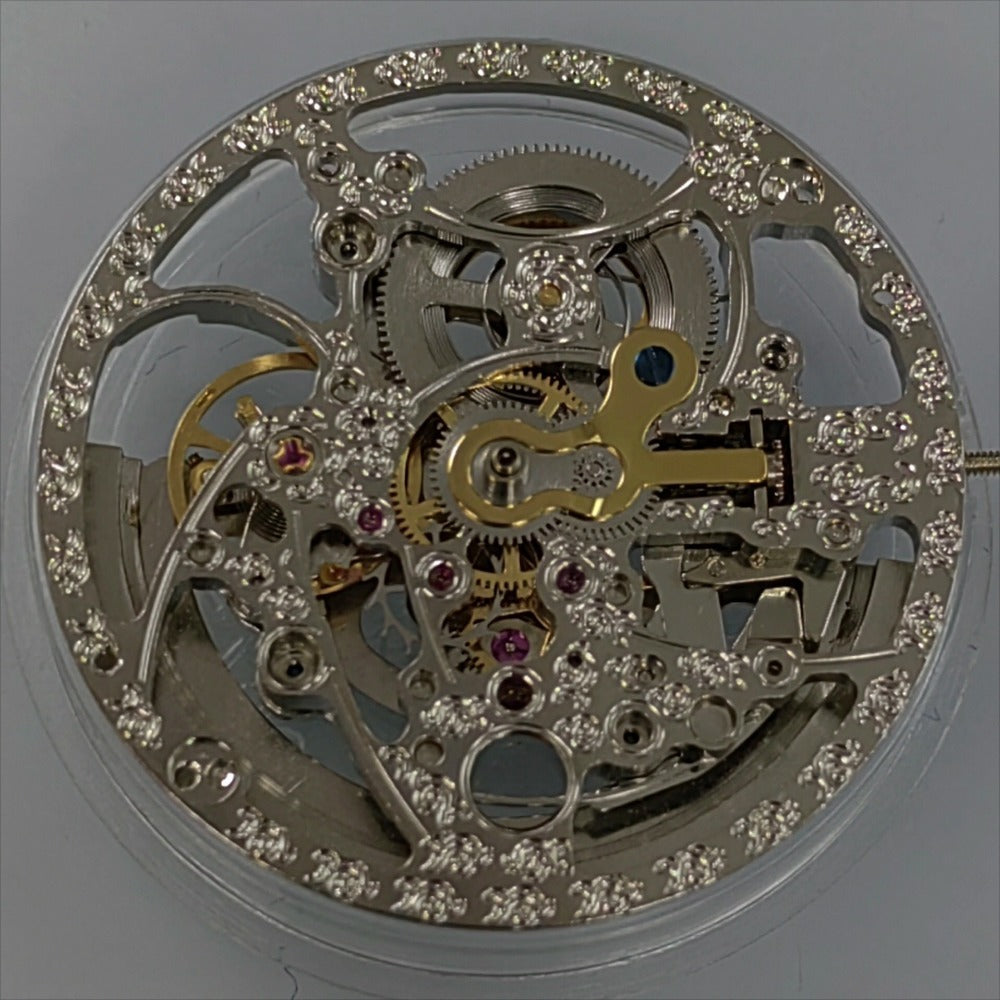 Hangzhou 2700 automatic mechanical watch with silver 3 hands and hollow dial, China-made craftsmanship.