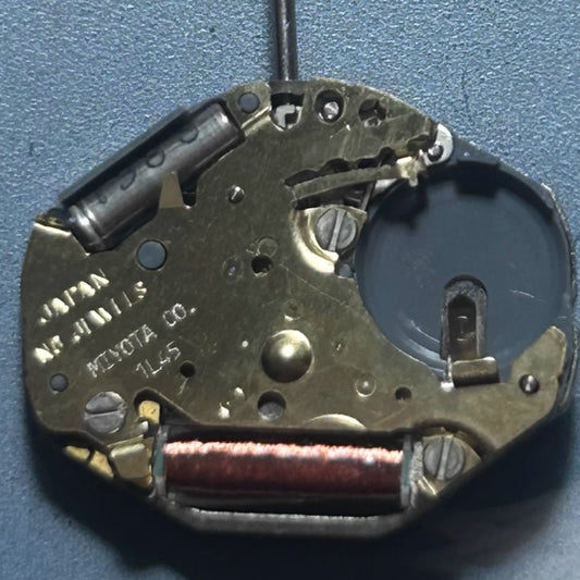 Japan Made Miyota 1L45 quartz movement with small second hand for precise watch repairs.