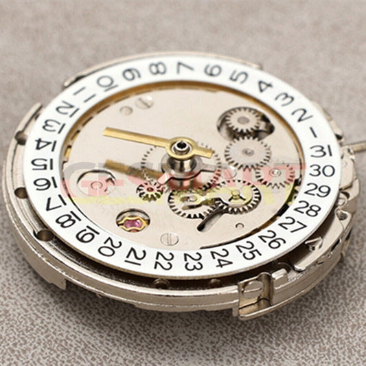 Dandong Silver watch with dual time zones, automatic mechanical movement, date display at 3 o'clock.