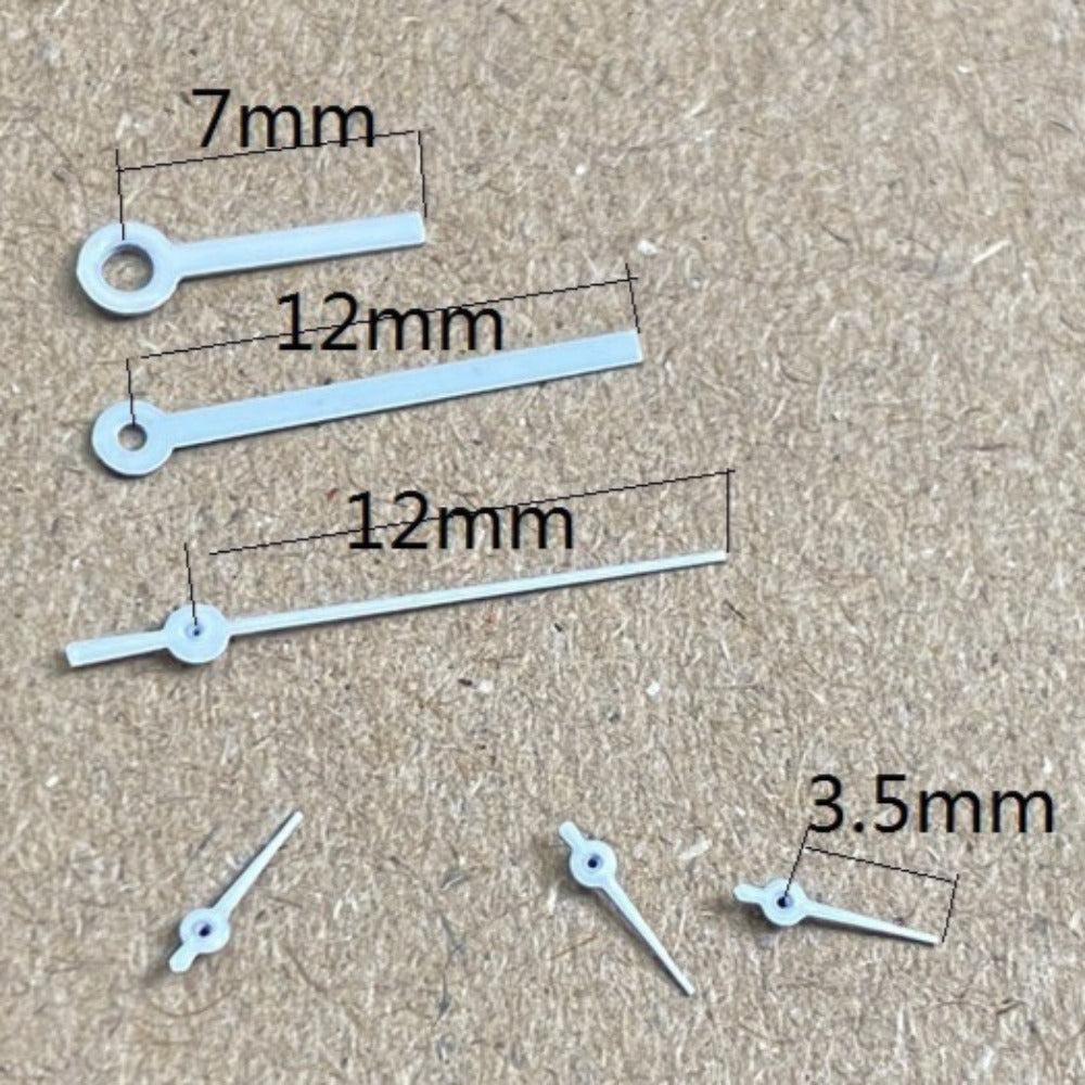 12mm white watch hands without lume for Miyota OS10 OS20 OS30, precision fit