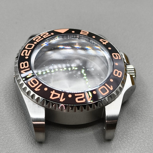 44mm Black Brown GMT Ceramic Bezel Watch Case for Deep SEA for NH34 NH35 NH36